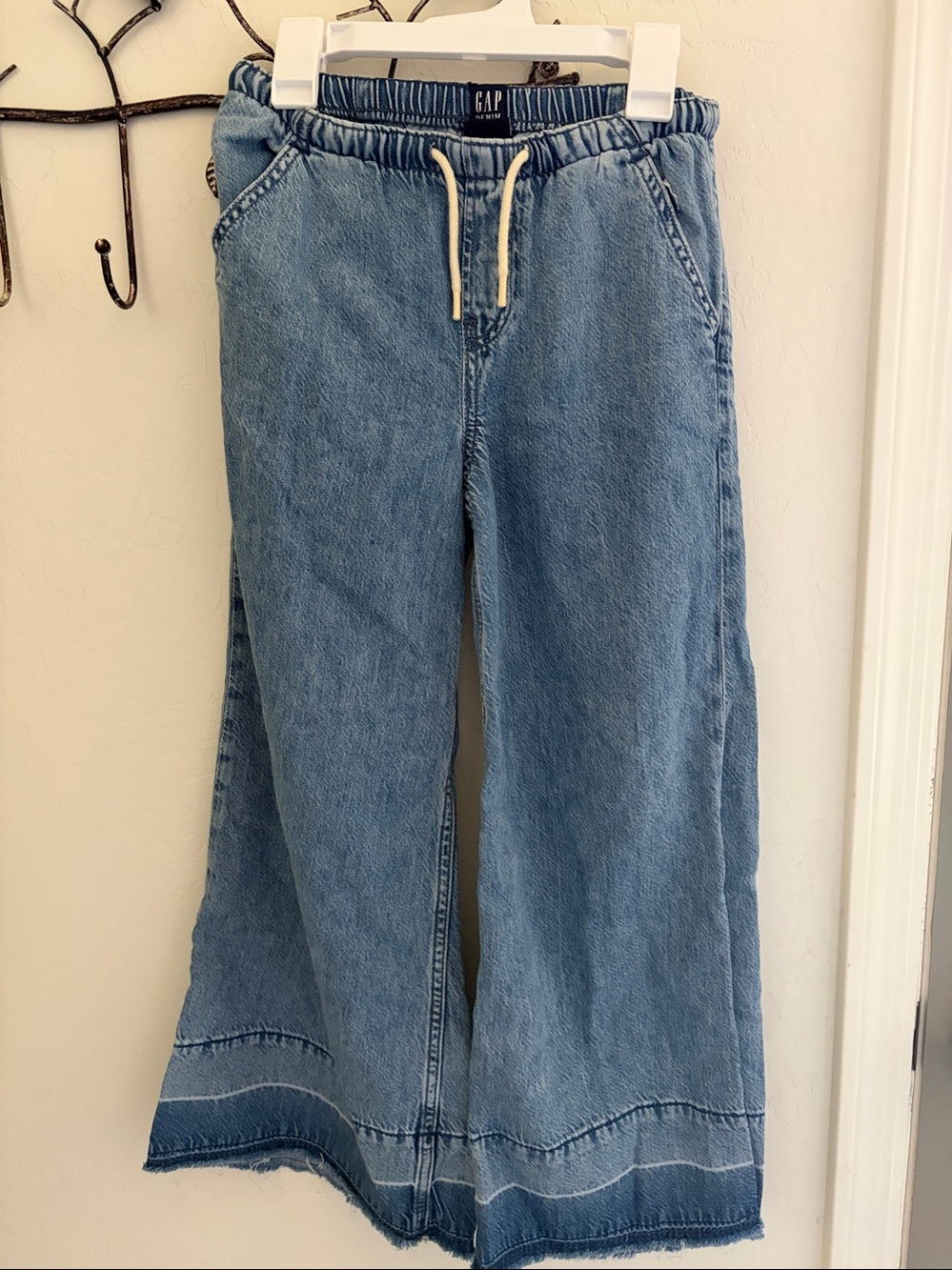 GAP Light Blue Wide-Leg Drawstring Denim Jeans